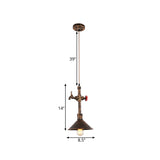 Iron Bronze Water Tap Antique Pendant Light Fixture With Valve Design