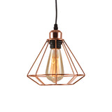 Rose Gold Diamond Cage Industrial Pendant Lamp - Iron Suspension Light 1-Bulb Ceiling Fixture
