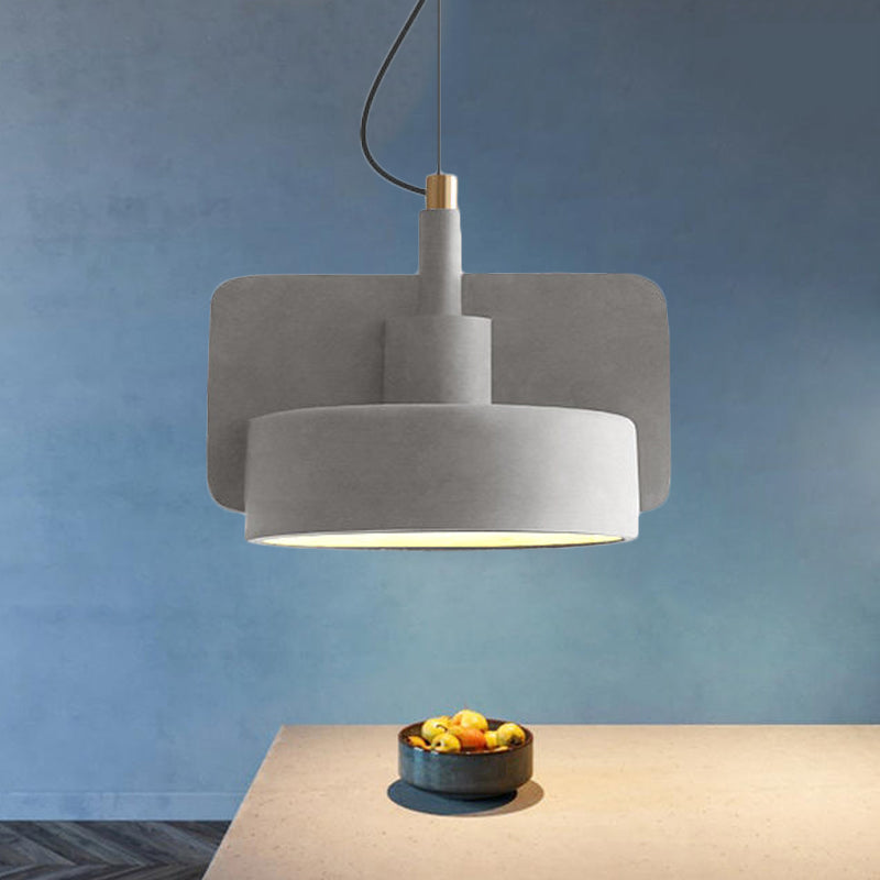 Minimalist Shallow Bowl Hanging Light With 1 Bulb - Red/Grey/Yellow