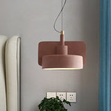 Minimalist Shallow Bowl Hanging Light With 1 Bulb - Red/Grey/Yellow Red