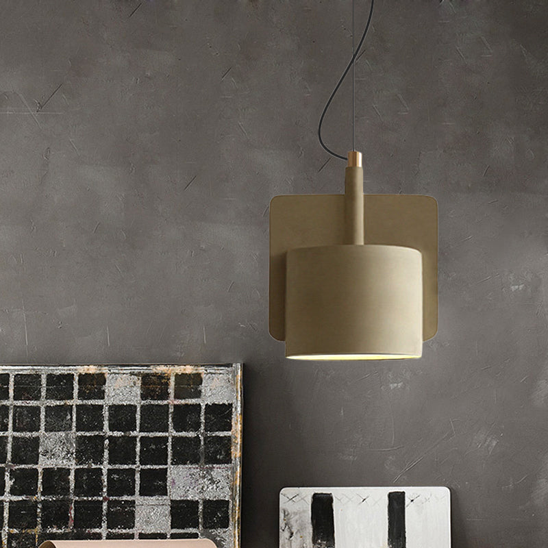 Nordic Single-Bulb Half Shade Pendant Light In Red/Grey/Yellow For Bedside Yellow