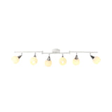Semi Flush Industrial Black/White Iron Chandelier - Adjustable Linear Design With Dome Glass Shades