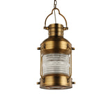 Lantern Cafe Hanging Light Kit - Industrial Iron Pendant With Clear Glass Shade In Gold 1 Bulb