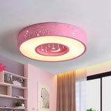 Kids Led Flush Mount Ceiling Light With Moon And Star Pattern In Pink/Blue 16/19.5 Width
