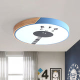 Acrylic Led Flushmount Lighting - Macaroon Ring With Giraffe Pattern Pink/Yellow/Blue 12’/16’ Width