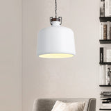 Industrial Iron Bucket Pendant Light Fixture - 1 Bulb Black/White Ceiling Lamp