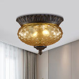 Prismatic Glass Black Flush Mount Lamp With Urn-Shaped And Teardrop Design - 8/12.5 Width 2-Head