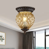 Prismatic Glass Black Flush Mount Lamp With Urn-Shaped And Teardrop Design - 8/12.5 Width 2-Head