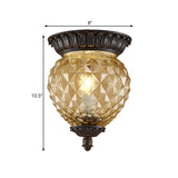 Prismatic Glass Black Flush Mount Lamp With Urn-Shaped And Teardrop Design - 8/12.5 Width 2-Head