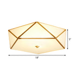 Gold Flush Mount Ceiling Light - Beveled Box Hotel Design Frosted White Glass Post-Modern Style