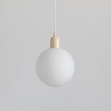 Sleek Opal Glass Drop Pendant Ceiling Light With Red/White/Green Cap