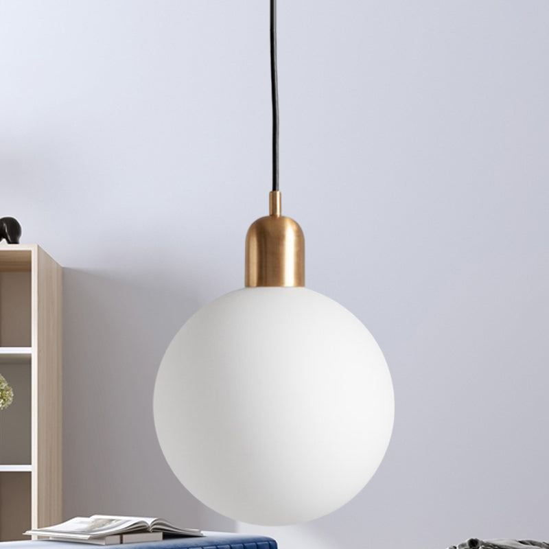 Sleek Opal Glass Drop Pendant Ceiling Light With Red/White/Green Cap