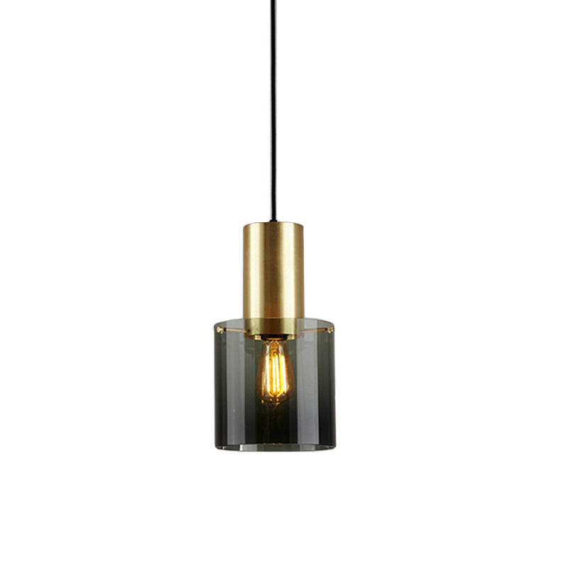 Smoke Grey Glass Pendant Light With Retro Charm For Kitchen Countertop