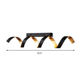 Black Twisted Acrylic Ceiling Lamp - Contemporary Flush Mount Light