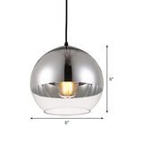 Minimalist Silver Sphere Pendant Lamp - Transparent Glass Hanging Light For Bedroom (6/8/12 Wide)