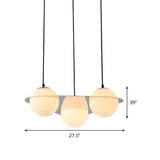 Modern White Glass Globe Cluster Pendant Light - 3-Lights Living Room Ceiling Fixture With Mirror