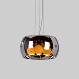 Contemporary Chrome Chandelier With Mirrored Glass Shades - 3 Bulbs