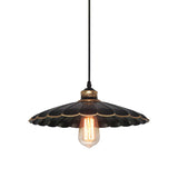 Vintage Industrial Black Metal Pendant Ceiling Light - Scalloped Hanging Style For Restaurant 1