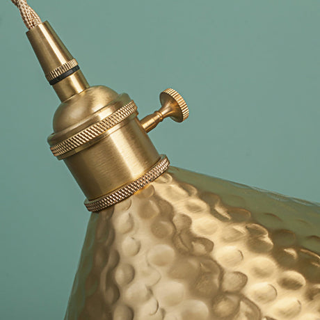 Vintage Brass/Gold Pendant Light With Conical Shade And 1 Bulb