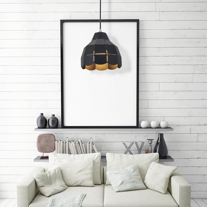 Modern Nordic Metal Pendant Light - Black/Gray/White/Yellow/Blue 1 Foldable Dining Room Hanging Lamp