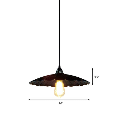 Antique Scalloped Pendant Lamp - 10’/12’ Dia Black’ Perfect For Your Kitchen