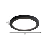 Minimalistic Led Black Flush Mount Ceiling Light Fixture - Plate Metal Recessed Diffuser 14/18/21.5