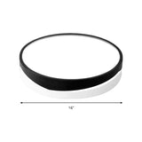 Nordic Drum Ceiling Mounted Led Flush Mount Light 16/19.5 Dia With Acrylic Diffuser - Black/White