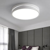 Nordic Drum Ceiling Mounted Led Flush Mount Light 16/19.5 Dia With Acrylic Diffuser - Black/White