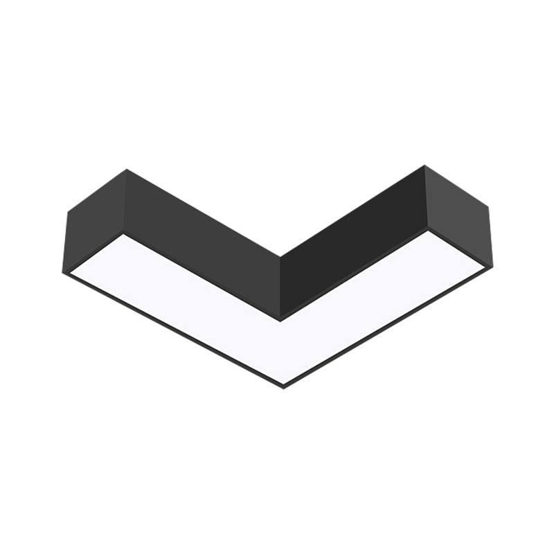 Modern Arrow Metal Flush Mount Led Ceiling Light - 10/14 Wide (White/Black) For Office With Opaline