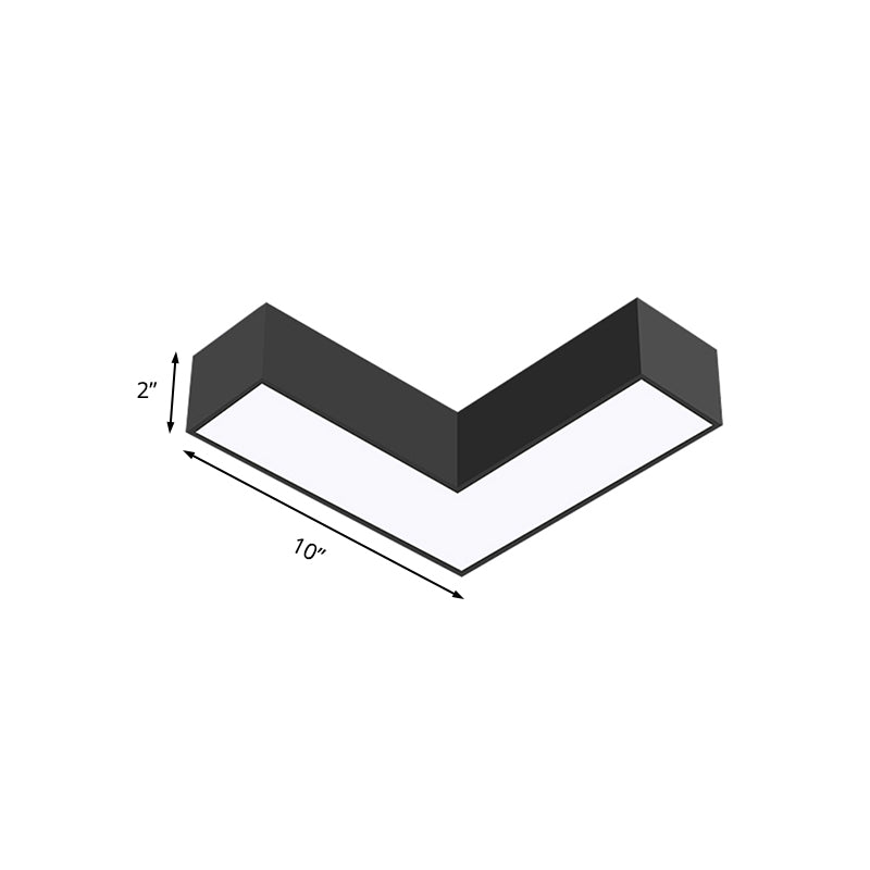 Modern Arrow Metal Flush Mount Led Ceiling Light - 10/14 Wide (White/Black) For Office With Opaline