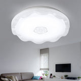 Scalloped Metal Ceiling Flush With Acrylic Diffuser In White/Blue/Gold - Led Light Fixture For