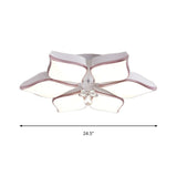 Contemporary Flower Ceiling Mounted Fixture: Acrylic Flush Light In White With Crystal Drop For