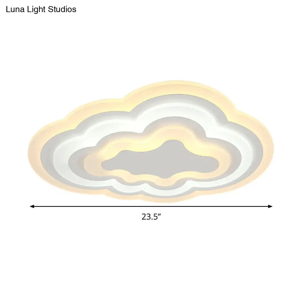 15’/18’/23.5’ W Acrylic Cloud Flush Mount Led Light Fixture In Warm/White - Minimalist Indoor