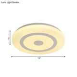 15’/19’ Contemporary Acrylic Led Round Flush Mount Fixture For Bedroom Lighting In Black And White
