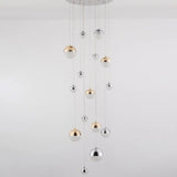 15-Head Silver-Gold Globe Multi Pendant Light - Minimalist Acrylic Bubble Hanging Fixture Silver /