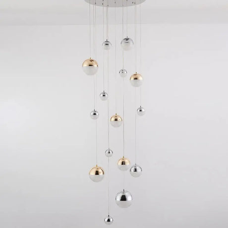 15-Head Silver-Gold Globe Multi Pendant Light - Minimalist Acrylic Bubble Hanging Fixture Silver /
