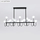 15-Light Black Ceiling Light: Modern Clear Glass Globe Pendant With Adjustable Hanging Cord