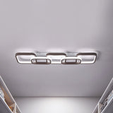 Simple Square Flush Mount Ceiling Lamp - Brown/Warm White 2/3/4 Heads Ideal For Hallways 3 / Brown