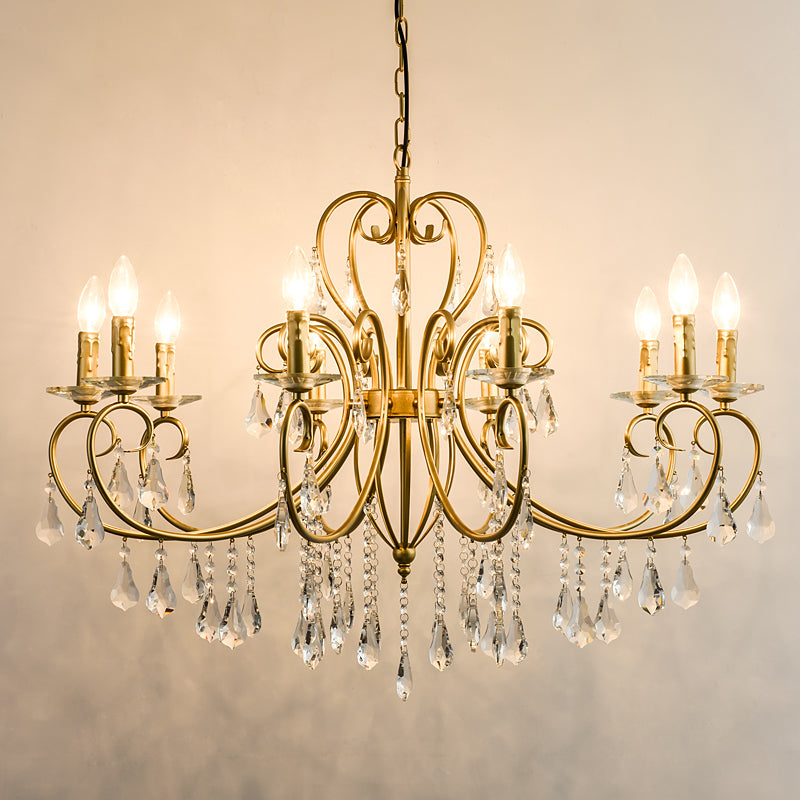 Modern Clear Crystal Suspension Pendant With 8/10 Lights - Gold Chandelier Lighting