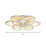 Contemporary Acrylic Flush Mount Ceiling Light With Crystal Drop - Multi-Layer Circular Design