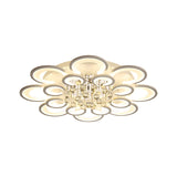 Contemporary Acrylic Flush Mount Ceiling Light With Crystal Drop - Multi-Layer Circular Design