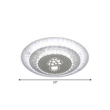 Modern Led Crystal Block Flush Mount Light Fixture With Rhombus/Cobble/Loving Heart Patterns In