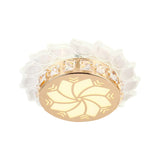 Modern Gold Finish Led Ceiling Lamp With Clear Crystal Cherry Blossom Design And Multi-Color