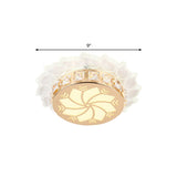 Modern Gold Finish Led Ceiling Lamp With Clear Crystal Cherry Blossom Design And Multi - Color