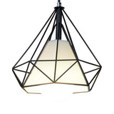 Black Diamond Cage Pendant Ceiling Light Farmhouse Metal Hanging Lamp With Fabric Shade 1 For Living