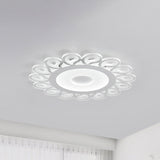 Contemporary Acrylic Circular Ceiling Light With Drop Pattern Led Flush Mount For Living Room White