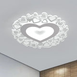 White Heart Shaped Led Flush Mount Ceiling Light For Bedroom 18/23.5 Dia