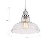 Vintage Chrome Barn Ceiling Pendant Light With Clear Glass - Ideal For Kitchen