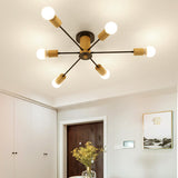 Starburst Semi Flush Ceiling Light Nordic Metal - 6/8/10 Lights White/Black Living Room Fixture 6 /