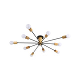 Starburst Semi Flush Ceiling Light Nordic Metal - 6/8/10 Lights White/Black Living Room Fixture